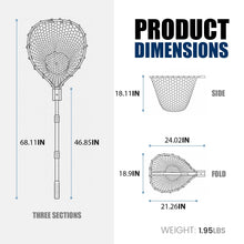 Load image into Gallery viewer, Telescopic Fishing Landing Net, 60.63/66.14in Oval 18.9×24.1in Fish Safe Net Holds Up to 15Lbs for Catch Release (3-Section 66.14in)
