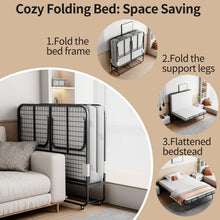 Load image into Gallery viewer, RAOGIE Deluxe Folding Bed with 5" Memory Mattress, 75"x54" Portable Bed for Adults, Roll Away Foldable Beds on Wheels for Guest,Hideaway,Save Space
