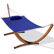 Load image into Gallery viewer, Lazy Daze Double Quilted Hammock with 13 ft Curved Steel Wood Grain Stand
