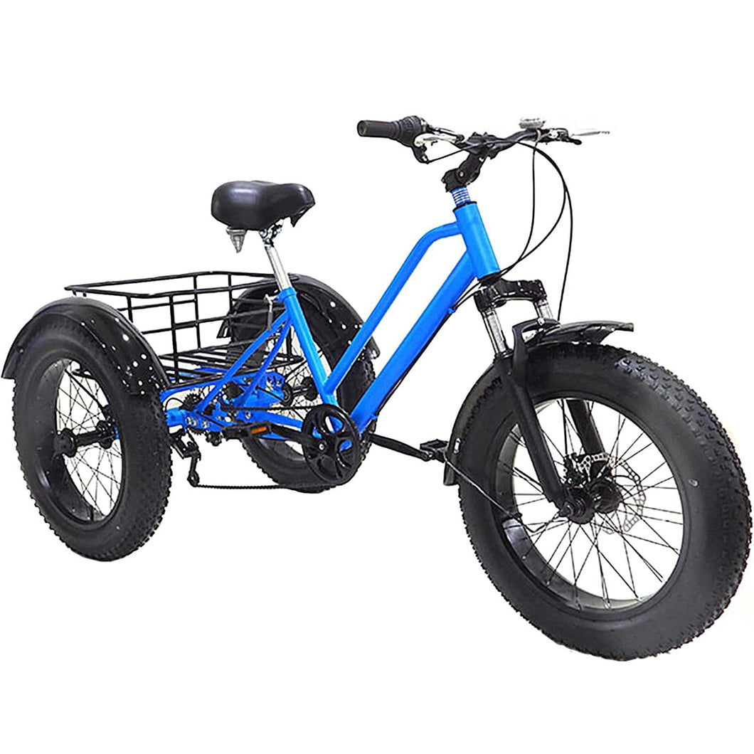 Adult Tricycle Bike, Three Wheel Cruiser, 20-Inch Wheels, Low Step-Through Aluminum Frame, Adjustable Handlebars, 7-Speed