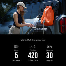 Load image into Gallery viewer, FLEXTAILGEAR Camping Shower Bag with Built-in Electric Pump, Portable Camp Shower, 5 Gallons Rechargeable Pressure Outdoor Shower Large Water Inlet
