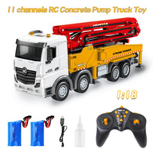 Load image into Gallery viewer, RC Concrete Pump Truck Toy for Kids, 11 Channel 2.4G Diecast Construction Trucks with Working Water Pump
