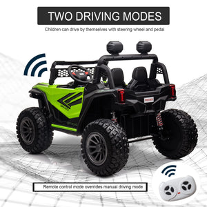 24V 2 Seater 4WD Kids Ride On UTV for Big Kids, Side by Side 4x4 Ride on Off-Road Truck with Parent Remote Control, Green