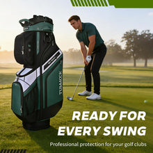 Load image into Gallery viewer, TUMMOCK Golf Cart Bag, 14-Way Top Divider with Multiple Storage Pockets, Handles and Rain Cover, Lightweight &amp; Durable Golf Bag for Men, Cart-Friendly Design (Green)
