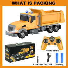 Load image into Gallery viewer, Remote Control Construction Vehicle Toy, 6 Channel RC Dump Truck with 2 Rechargeable Batteries, 1/24 Scale

