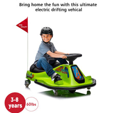 Load image into Gallery viewer, 24V Electric Drifting Go Kart, High/Low Speed Switch and Simplified Drifting System, Electric Go-Kart for Ages 3+ (Green)
