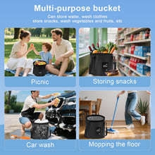 Load image into Gallery viewer, NEBELTREKK Portable Camping Shower with Light,2-in-1 Portable Shower for Camping,Carbon Filtration Shower,5 Gals Foldable Bucket, Rechargeable for Camping,Pet Bath,Gardening,Car Wash (Compact, Medium)
