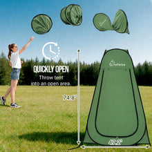 Load image into Gallery viewer, Wolfwise Pop Up Shower Tent for Camping Essentials, Portable Instant Changing Tent with Ventilation Window &amp; Carry Bag, Privacy Dressing Room Bathroom Toilet for Beach &amp; Outdoor, Spacious, Green
