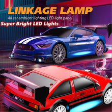Load image into Gallery viewer, 1:24 Scale RC Drift Car 4WD 2.4GHz 30KM/H High Speed Racing Sport Toy Car with LED Lights, Racing and Drift Wheels
