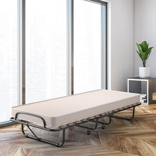 Load image into Gallery viewer, Renatone Folding Bed with Mattress, Portable Guest w/ 4 inch Memory Foam Sturdy Metal Frame, Rollaway Cot Size for Adults, Sleeper Bedroom, Living Room, Office, Camping Clear Small Single
