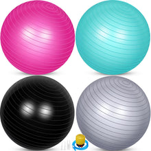 Load image into Gallery viewer, Leyndo 4 Pcs 26 Inch Yoga Exercise Ball Pilates Pregnancy Birthing Fitness Ball -(Black Green Pink Gray)
