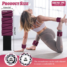 Load image into Gallery viewer, BECOJADDE Ankle Weights Set of 2 (2 lb Each) Adjustable Wrist Weights -Pewter Burgundy

