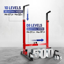 Load image into Gallery viewer, Yes4All Dip Stand 500 LBS Capacity - Red &amp; Black
