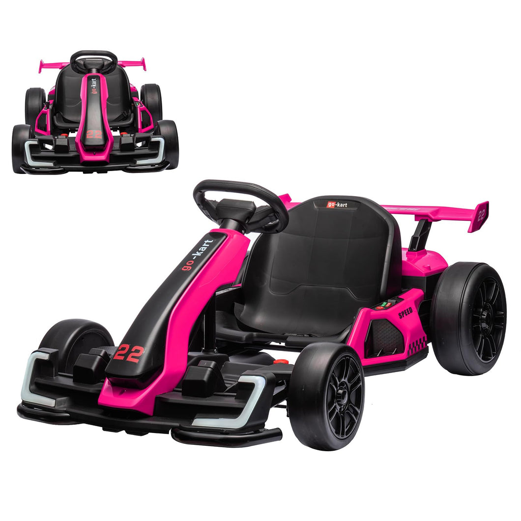 GarveeLife 24V Electric Go Kart for Kids Powerful Drift Kart with 2 * 150W Motors, Adjustable Seat, Roes Red