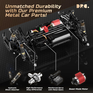 1:14 Crawler RC Car, 48Kph High Speed RC Truck with LED Headlight for Boys Adult, Offroad 4x4 2.4Ghz Remote Control Car