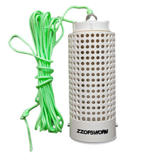 Load image into Gallery viewer, Bait Cage for Fishing, Chum Bucket &amp; Bait Barrel, PVC Fish Chum Cage with 316 Stainless Steel, Bait Bucket for Saltwater Fishing, 360° Water Flow, Indestructible with 32Feet Glow Rope (Small)
