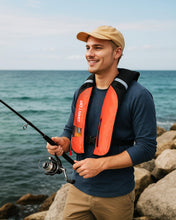 Load image into Gallery viewer, Owntop Automatic Inflatable Swim Vest Adults, Highly Visible Manual Swim Jacket with 24g CO2 Cartridge, Low Profile for Kayak, Fishing, Paddle Sports, Orange
