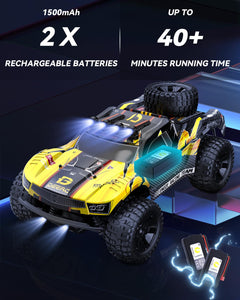 1:10 Large Remote Control Truck with Lights, Fast Short Course RC Car, 48 km/h 4x4 Off-Road Hobby Grade Toy Monster Crawler