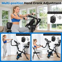 Load image into Gallery viewer, pooboo Folding Exercise Bike with Hand Crank, Multifunctional Stationary Bike -Black
