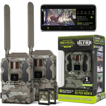 Load image into Gallery viewer, TACTACAM Reveal Ultra Cellular Trail Cameras – 4K Photo, 1080P Video, Live Streaming, GPS, Low-Glow/No-Glow Flash, LTE + 32GB SD Cards (2PK)
