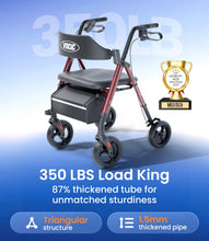 Load image into Gallery viewer, VOCIC Walkers for Seniors, Z21 Rollator Walker with Seat Supports 350lb, 8" Big Wheels for All Terrain, Ergonomic Arc Seat &amp; 6" Ultra Backrest Foldable Walker, Dual Height Adjustment, Lightweight 2025
