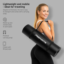 Load image into Gallery viewer, MSPORTS Thick Yoga Mat Premium Non Slip – Extra Comfortable Exercise Mat for Home Workouts, Pilates, Stretching &amp; Gym – Cushioned NBR Foam, Yoga Mat with Strap, for Women &amp; Men (Black, 74.5 x 32 x 0.6 in)
