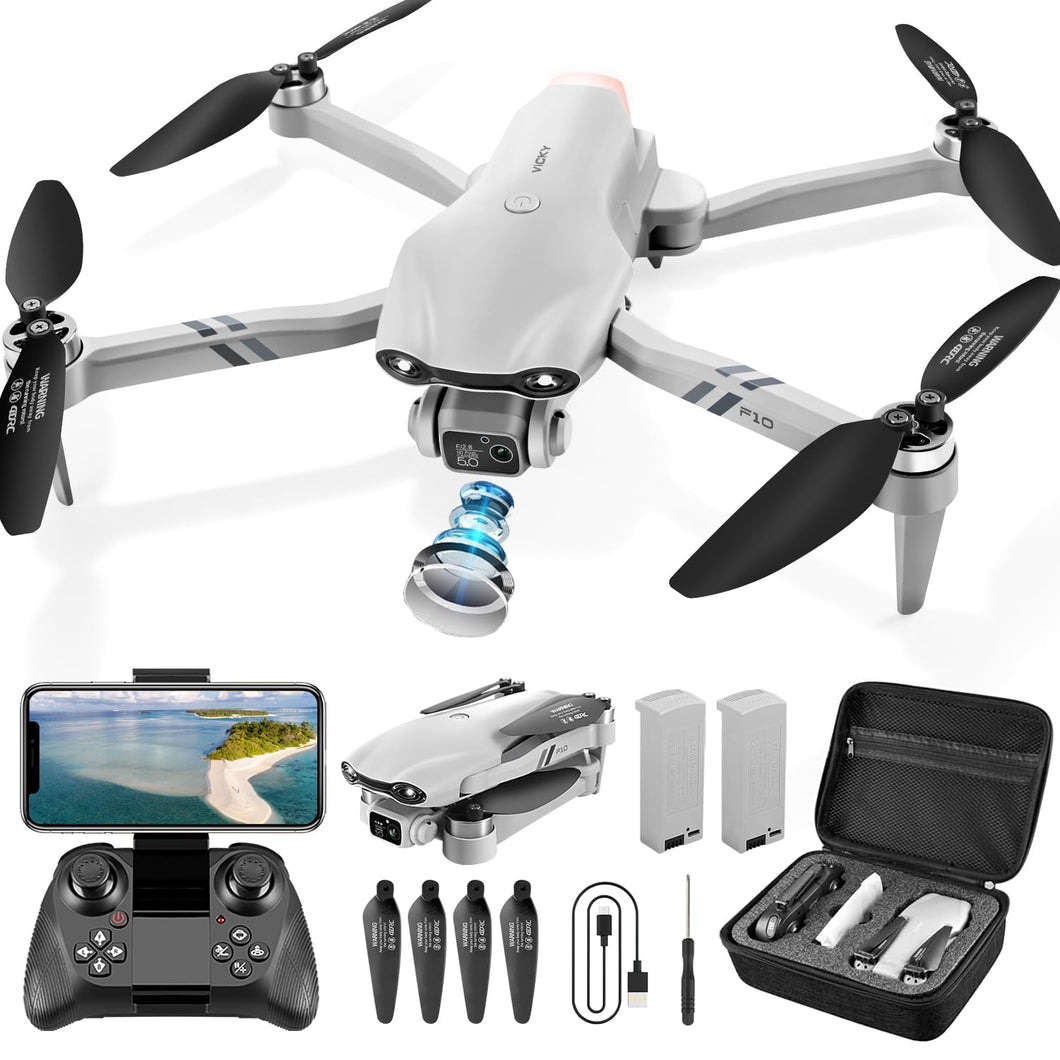 F10 Foldable Drone with Camera for Adults, Brushless Motor, 1080P HD FPV Live Video, Altitude Hold, Headless Mode,3D Flips