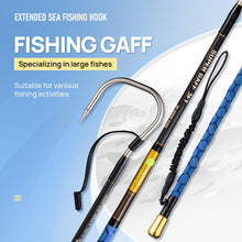 Load image into Gallery viewer, TRHUNTER Carbon Fiber Fishing Gaff Saltwater Fish Gaff with S316 Stainless Steel Fishing Hook (Blue Gaff - 3' - 3'' Hook)
