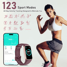 Load image into Gallery viewer, Zeacool Fitness Tracker with 24/7 Heart Rate, Blood Oxygen Sleep Monitor, 123 Sports Modes Calories Smart Watch,IP68 Waterproof Step Counter Activity Trackers Health Pedometer for Women Men Bordeaux

