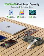 Load image into Gallery viewer, SISIXILE Solar Charger Power Bank Pack: 20000mAh Wireless Portable Charger with 10W Foldable 5 Panels Storage Bag,Hand Crank Emergency &amp; 20W PD Fast Charging External Battery for Camping Travel
