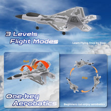 Load image into Gallery viewer, CKYSCHN F22 Remote Control Airplane - 4 Channel Fighter RC Plane for Beginners Adult with Lights, 2.4GHz 6-axis Gyro Stabilizer RTF RC Aircraft with 2 Batteries
