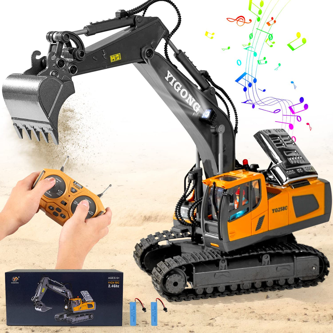 RC Excavator Toy Gifts Remote Control Excavator Toys for Boys 3-5 Year Old RC Construction Toys