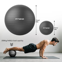 Load image into Gallery viewer, FITMIND Yoga Ball set-75cm&amp;25cm(Black)
