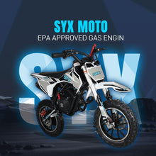 Load image into Gallery viewer, 58CC 4-Stroke Kids Mini Dirt Bike, 8-14 Gas Powered Off-Road Motorcycle, Pocket Pit Trail Bikes W/EPA Approved (BlueWhite)
