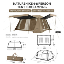Load image into Gallery viewer, Naturehike Village Instant Tent, 4 Person 8 Person Camping Tent with Full Rainfly, Waterproof Large Cabin Tents for Car Camping
