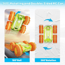 Load image into Gallery viewer, Amphibious Remote Control Car, 4WD RC Stunt Cars Waterproof 360°Rotation Gesture Drift Car (Transparent Green)
