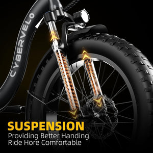 1000W Folding Electric Bike, 48V 20.8AH Large Removable Battery E-Bike, 30+MPH, 80 Miles Max Range, 20" Fat Tire