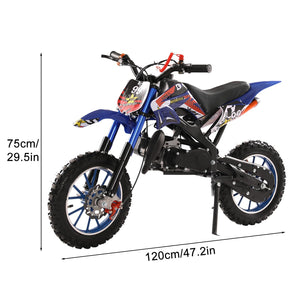 Mini Kids Dirt Bike, Pocket Rocket Mini Motorbike with Suspensions, Off-Road Mini Motorcycle Pit Bike, Disc Brakes, Blue