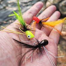 Load image into Gallery viewer, Fly Fishing Poppers Bass Flies 30pcs Assortment for Panfish Smallmouth Bass Bluegill Flys Popper Lures with Waterproof Fly Box
