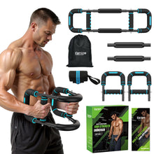 Load image into Gallery viewer, Vanlgs Twister Arm Trainer for Men, Chest Workout Equipment 5-Level Adjustable (40-130lb) with Ergonomic 27° Targets Biceps/Clip/Thigh, Portable Exerciser for Home Gym Travel Fitness, Blue
