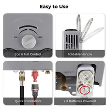 Load image into Gallery viewer, Tankless Water Heater, CAMPLUX 1.58 GPM Propane Portable Water Heater With Pump Kit, Gray, BW158GP60
