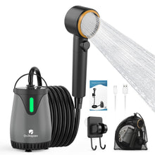 Load image into Gallery viewer, DR.PREPARE Portable Outdoor Shower, IPX8 Deep Waterproof Camping Shower Pump, 8000mAh Rechargeable Battery, 3 Spray Modes with 1.59 GPM Strong Flow, Portable Shower Head for Camp, Car Washing, Beach
