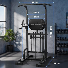 Load image into Gallery viewer, SPORTSROYALS Power Tower Pull Up Bar Station, 450LBS Stable Pull Up Dip Station for Home Gym
