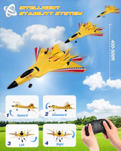 Load image into Gallery viewer, Remote Control Jet with Gyro &amp; LED Lights, 2 Rechargeable Batteries, 2.4GHz RC Glider Toy

