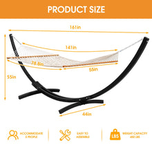 Load image into Gallery viewer, Lazy Daze Double Rope Hammock with 13 FT Curved Steel Black Stand
