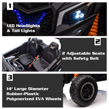 Load image into Gallery viewer, 24V Kids Electric UTV Toy Car with Remote Control, All-Terrain Off-Road Ride On Vehicle for Big Kids 3-8 Years, Powerful Motor (Black)
