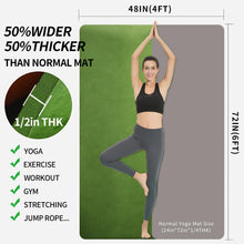 Load image into Gallery viewer, Hatha Yoga Large TPE Yoga Mat 6'x4'x1/2" Extra Thick Non-Slip Exercise Mat - for Yoga Pilates &amp; Home Gym Workouts(Green)
