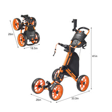 Load image into Gallery viewer, FLAGTAG Golf Push Cart 4-Wheels,Folding Golf Cart, Golf Pull cart with Cup Holder,Umbrella Holder,Cooler Bag, Foldable with one-Click,Handle Height Adjustable,Drink Holder,Walking Push cart
