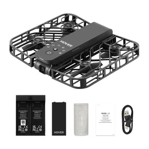 Drone with Camera, Self-Flying Camera Drone with Follow Me Mode, Foldable Mini Drone, Hands-Free Control Black (Combo)