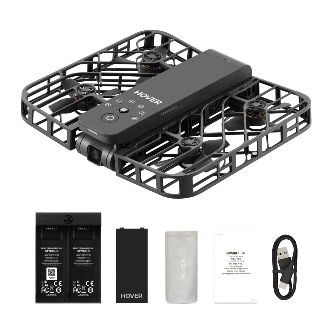 Drone with Camera, Self-Flying Camera Drone with Follow Me Mode, Foldable Mini Drone, Hands-Free Control Black (Combo)